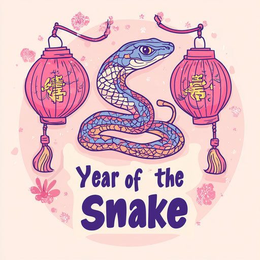 Vector illustration of cute snake with lantern