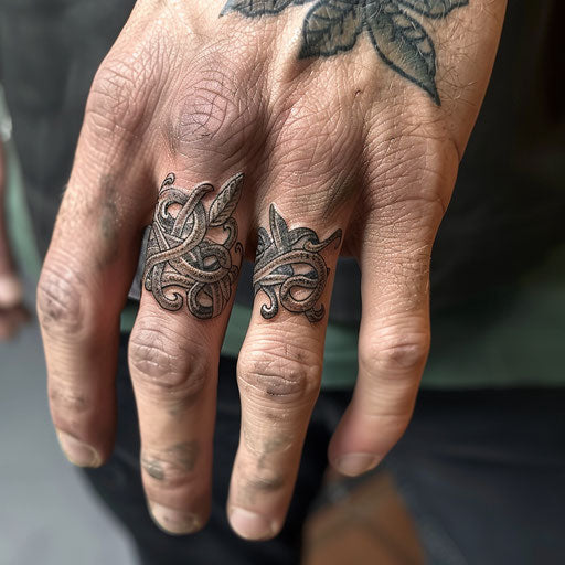 Intertwined vine ring tattoo, Aitchison style