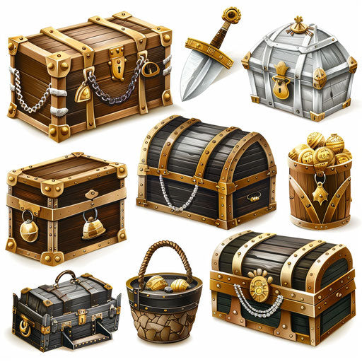 Realistic treasure chest on white background, rich colors
