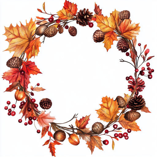 Realistic Autumn Garland, high resolution, transparent background, isolated