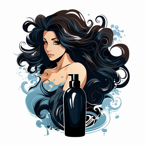 Shampoo illustration in the style of Chiaroscuro Art, on white background