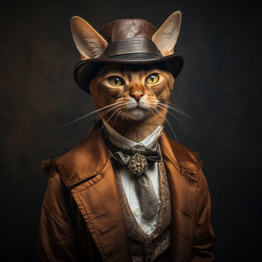 Abyssinian cat dressed as a man
