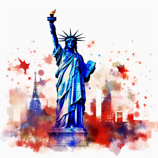 Free Fourth of July clipart images in the style of Impressionistic Art, on white background