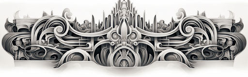 Art Deco style ornamental design, black and white drawing