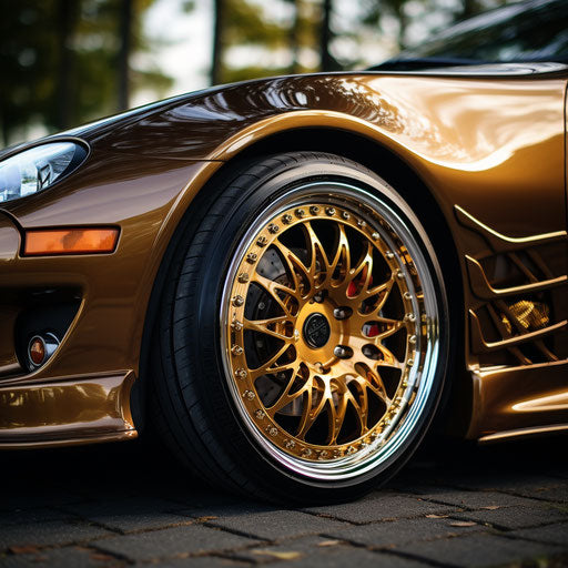 Classic wire-spoke wheels on classic Toyota Supra