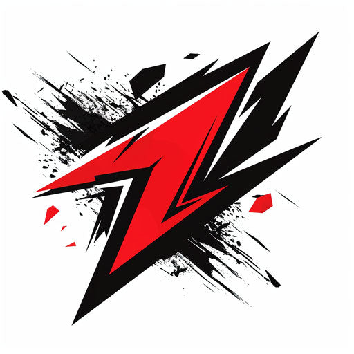 Bold logo for YouTuber with sharp lines in vibrant red and black colors, on white background