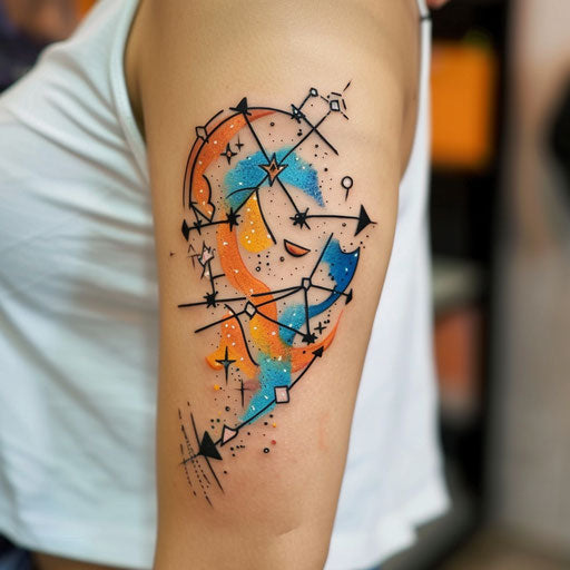 Flat tattoo sketch of the Aquarius constellation