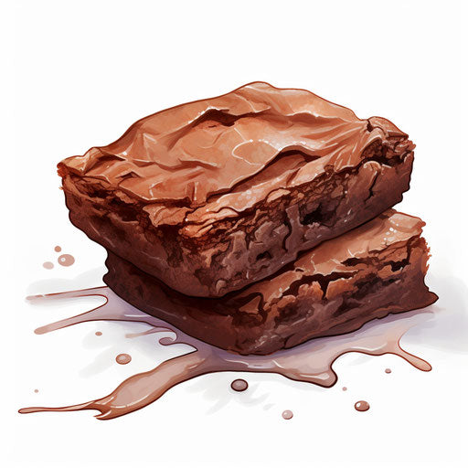 Brownie clipart in the style of Impressionistic Art, on a white background
