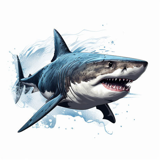 Shark clipart in the style of Chiaroscuro Art, on a white background