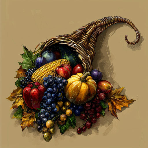 Cornucopia clipart with flat random background