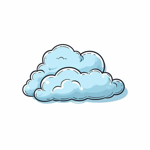 Cloud clipart in minimalist style, on white background