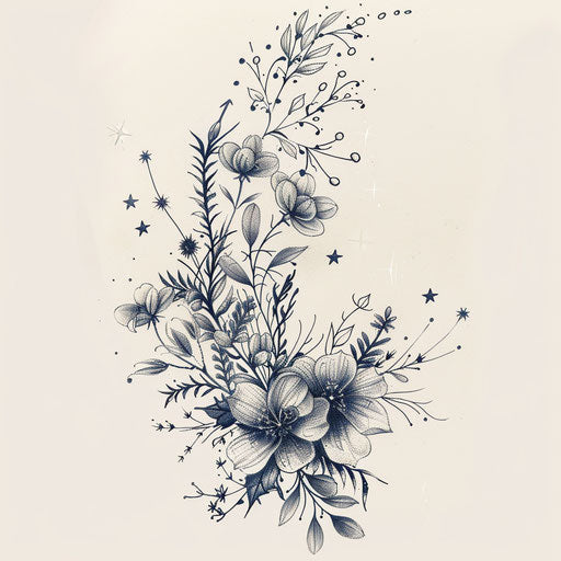 Botanical Cancer constellation tattoo sketch