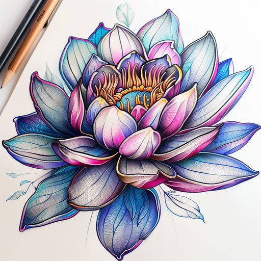 Water Lily Tattoo Vector Art