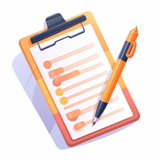 Checklist clipart in the style of Impressionistic Art, on white background