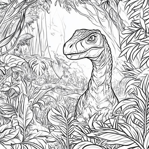 Raptor in a prehistoric jungle, in the style of Teagan White
