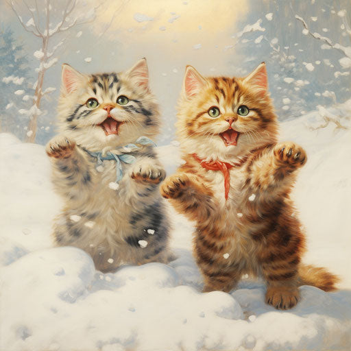 Kittens playing in the snow