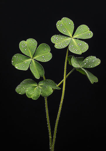 Shamrock, water droplets on leaves, St. Patrick's Day