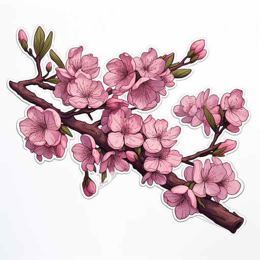 Detailed flower branch in feminine sticker art style