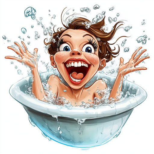 Memorable Taking A Bath Caricature Clipart for Corporate Branding