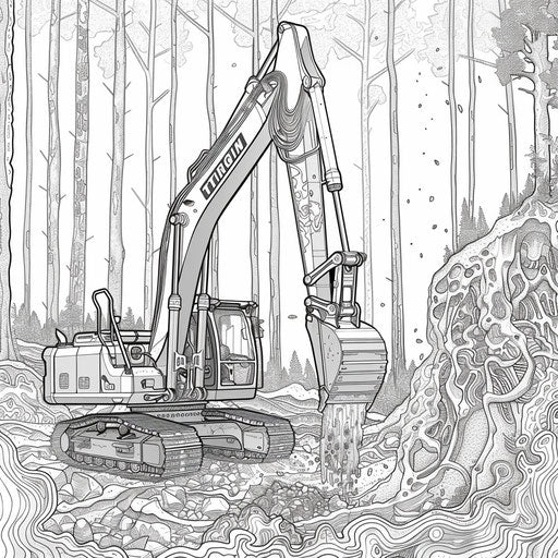 Fun Activities with Excavator Coloring Page