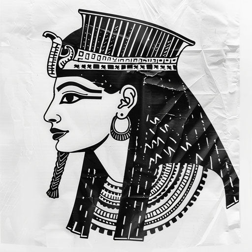 Cleopatra and hieroglyphs tattoo stencil