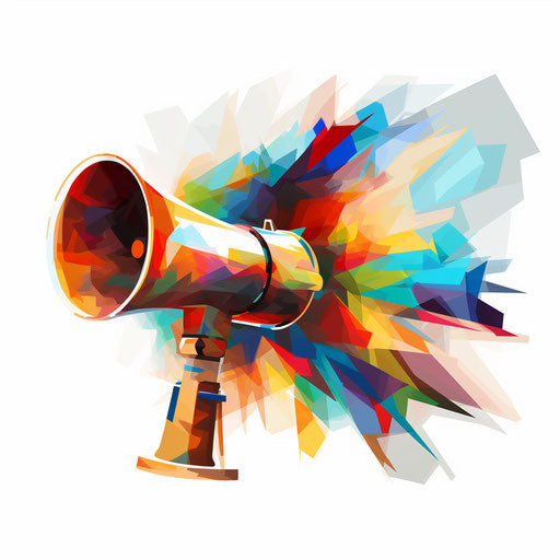 Megaphone clipart in the style of Impressionistic Art, on white background