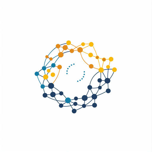 Minimalist tech startup logo, abstract digital network symbol