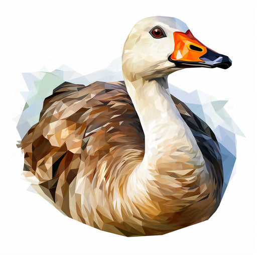 Goose clipart in the style of Oil painting, on a white background