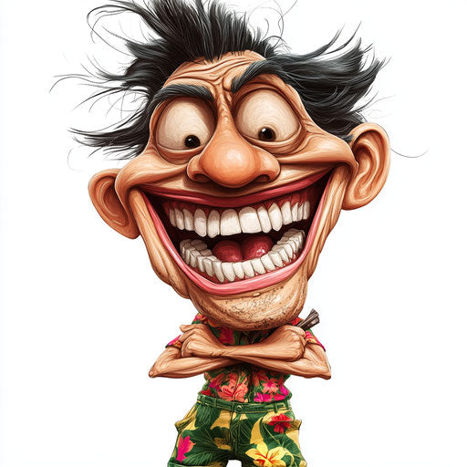 Humorous caricature of a bayanihan clipart with human characteristics