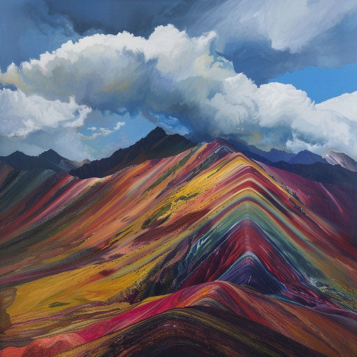 Rainbow mountains colors, Peru, realistic