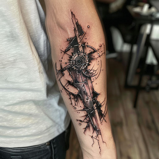 Strength tattoo with mechanical elements