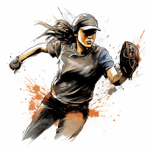 Softball clipart in the style of Chiaroscuro Art, on a white background