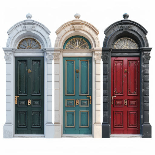 Photo realistic door clipart with flat white background