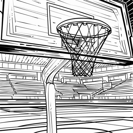 Detailed basketball game scoreboard. Coloring book page