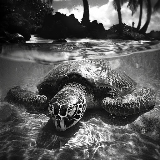 Sea turtle basking in warm tropical waters