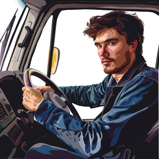 Realistic driver clipart with random flat background