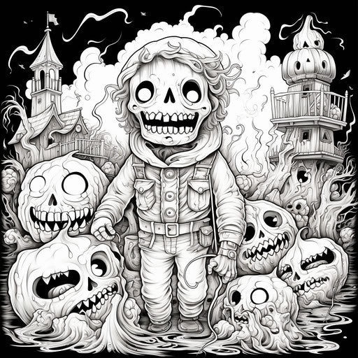 Ghostly Frostpunk-style Coloring Pages, Humorous Commission