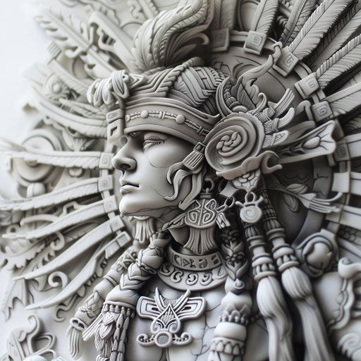 Baroque-inspired Aztec warrior tattoo