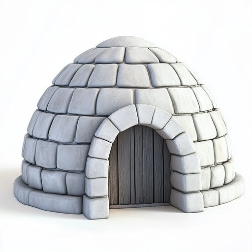 3D igloo with flat white background, isolated clipart