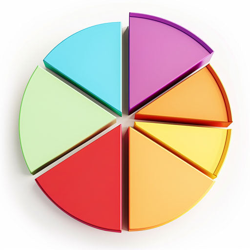 Realistic fractions clipart on flat white background