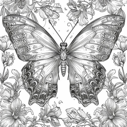 Detailed illustration of a butterfly with intricate wing patterns
