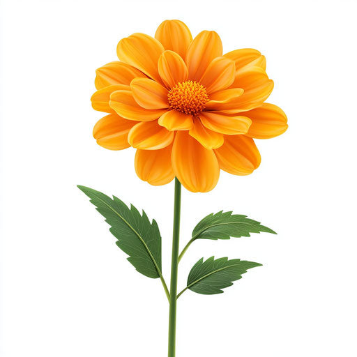 Realistic 3D marigold on flat white background, isolated clipart