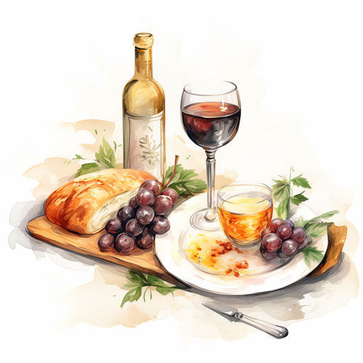 Menu clipart in Oil painting style on white background