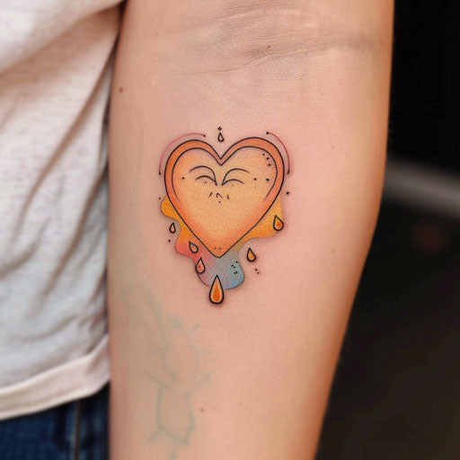 Peaceful flat tattoo sketch of a crying heart