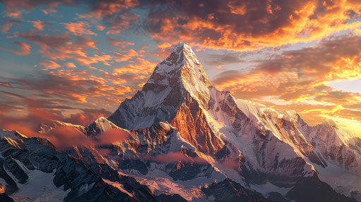 Aletschberg mountain peak in the Himalayas at sunrise