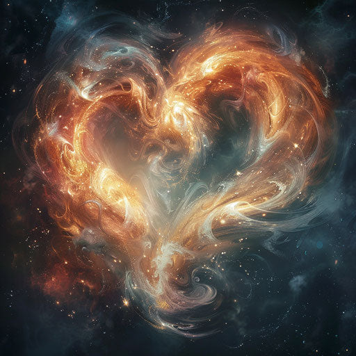 Cosmic collision: powerful love in heart shape