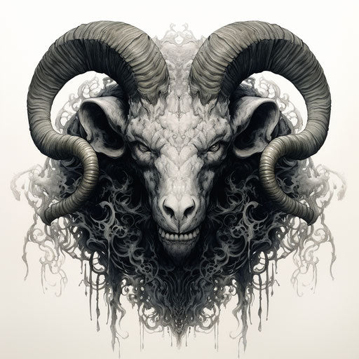 Ram's head in nightmarish style