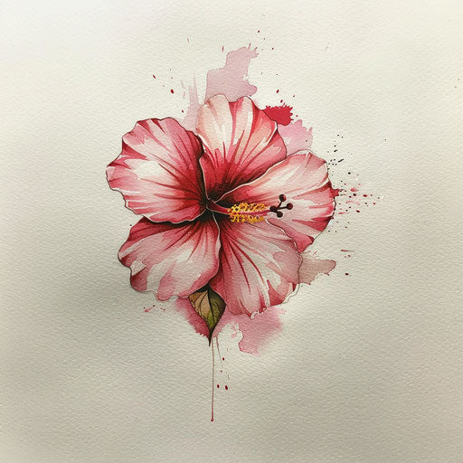 Watercolor style small hibiscus flower tattoo art