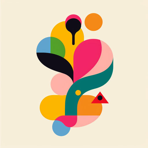 Playful logo with bright colors and fun shapes