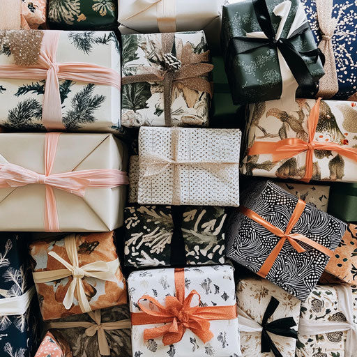 Wrapped gifts on a border
